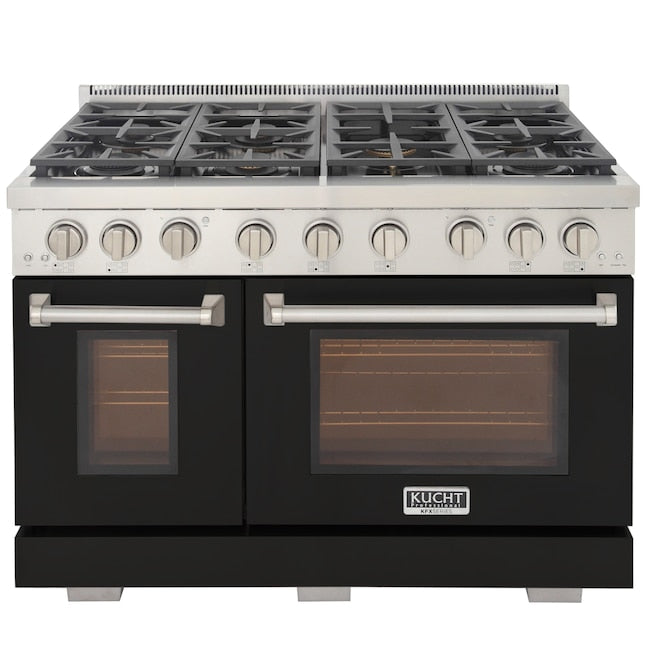 Kucht Professional 48" 6.7 cu. ft. Propane Gas Range in Black with Silver Accents, KFX480/LP-BK