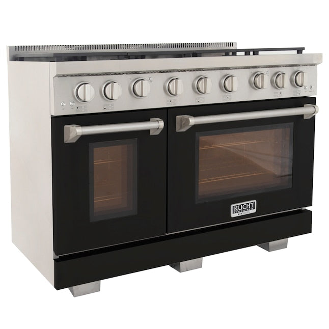 Kucht Professional 48" 6.7 cu. ft. Propane Gas Range in Black with Silver Accents, KFX480/LP-BK