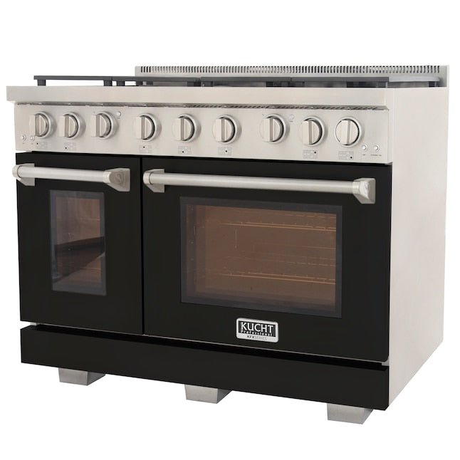 Kucht Professional 48" 6.7 cu. ft. Natural Gas Range in Black with True Simmer Burners, KFX4800X-BK