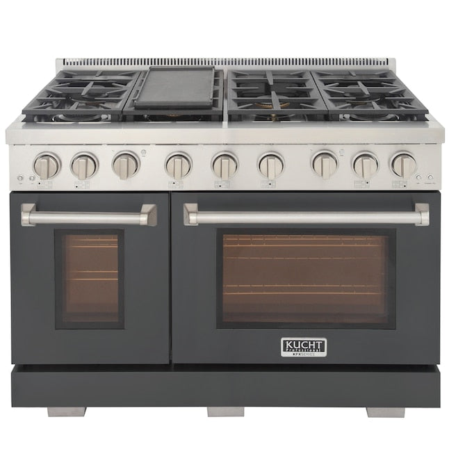 Kucht Professional 48" 6.7 cu. ft. Natural Gas Range in Cement Gray with Silver Accents, KFX480-GY