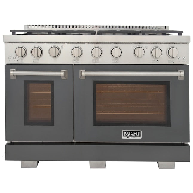 Kucht Professional 48" 6.7 cu. ft. Natural Gas Range in Cement Gray with Silver Accents, KFX480-GY