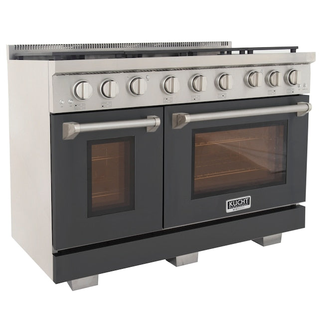 Kucht Professional 48" 6.7 cu. ft. Natural Gas Range in Cement Gray with Silver Accents, KFX480-GY