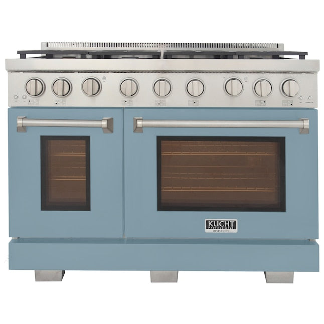 Kucht Professional 48" 6.7 cu. ft. Natural Gas Range in Light Blue with Silver Accents, KFX480-LB