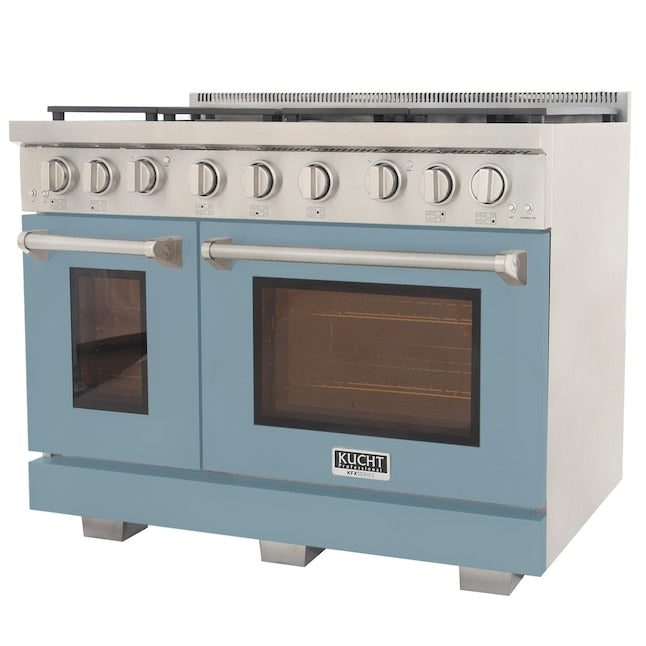 Kucht Professional 48" 6.7 cu. ft. Natural Gas Range in Light Blue with Silver Accents, KFX480-LB