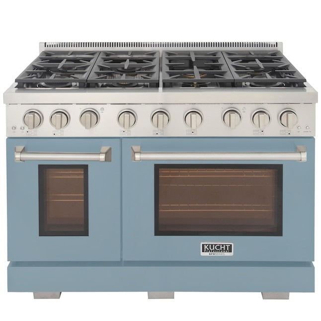 Kucht Professional 48" 6.7 cu. ft. Natural Gas Range in Light Blue with Silver Accents, KFX480-LB