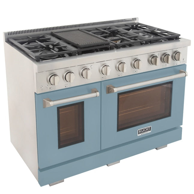 Kucht Professional 48" 6.7 cu. ft. Natural Gas Range in Light Blue with Silver Accents, KFX480-LB