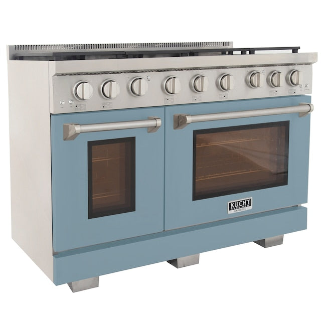 Kucht Professional 48" 6.7 cu. ft. Propane Gas Range in Light Blue with Silver Accents, KFX480/LP-LB