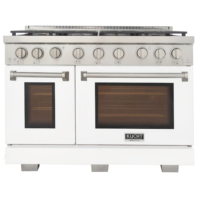 Kucht Professional 48" 6.7 cu. ft. Propane Gas Range in White with True Simmer Burners, KFX4800X/LP-W