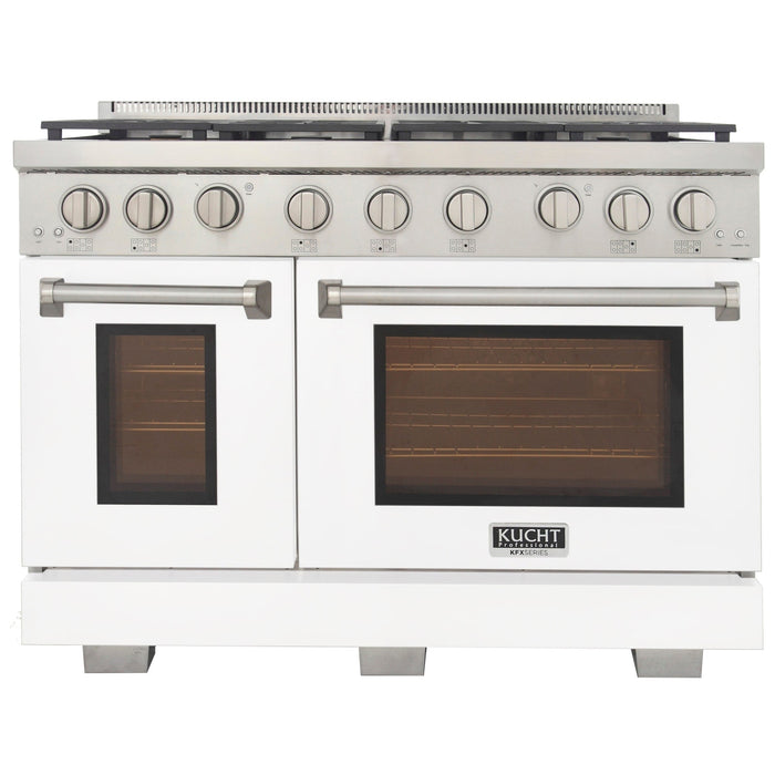 Kucht Professional 48" 6.7 cu. ft. Natural Gas Range in White with True Simmer Burners, KFX4800X-W