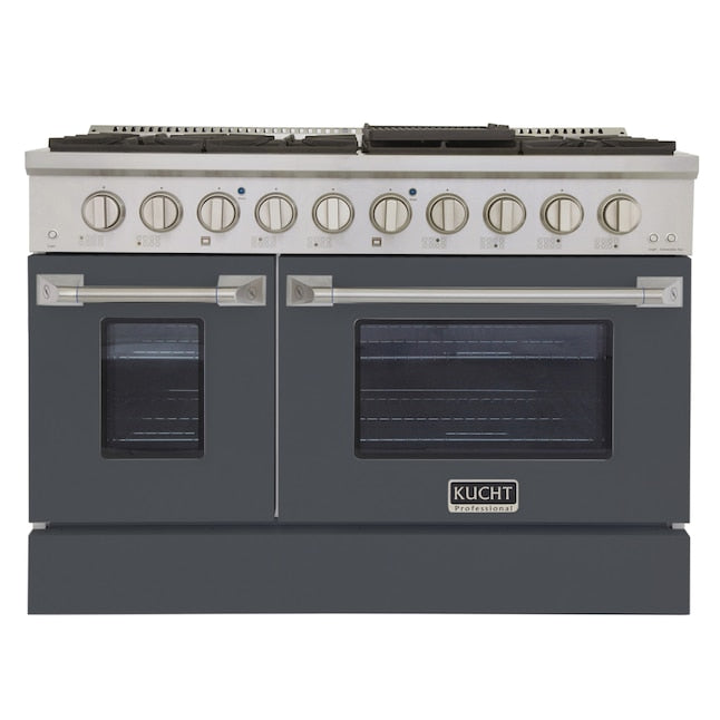 Kucht 48" Pro-Style Natural Gas Dual Fuel Range with 4 Burners in Gray, KDF482-GR