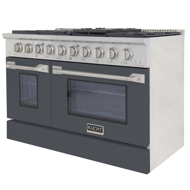 Kucht 48" Pro-Style Natural Gas Dual Fuel Range with 4 Burners in Gray, KDF482-GR