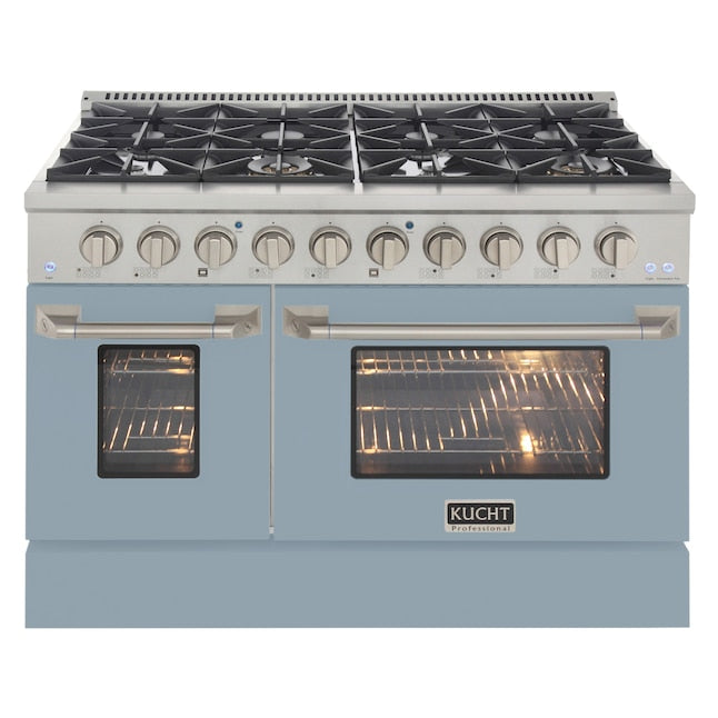 Kucht 48" Pro-Style Natural Gas Dual Fuel Range with 4 Burners in Light Blue, KDF482-LB