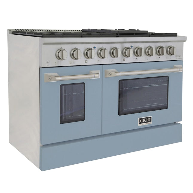 Kucht Professional 48" 6.7 cu ft. Natural Gas Range in Light Blue with Silver Accents, KNG481-LB