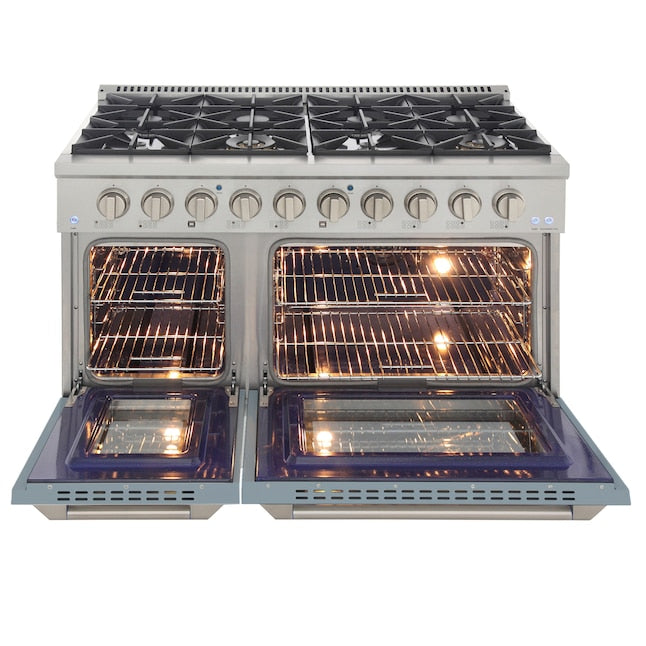 Kucht 48" Pro-Style Natural Gas Dual Fuel Range with 4 Burners in Light Blue, KDF482-LB