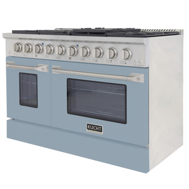 Kucht 48" Pro-Style Propane Gas Dual Fuel Range with 4 Burners in Light Blue, KDF482/LP-LB