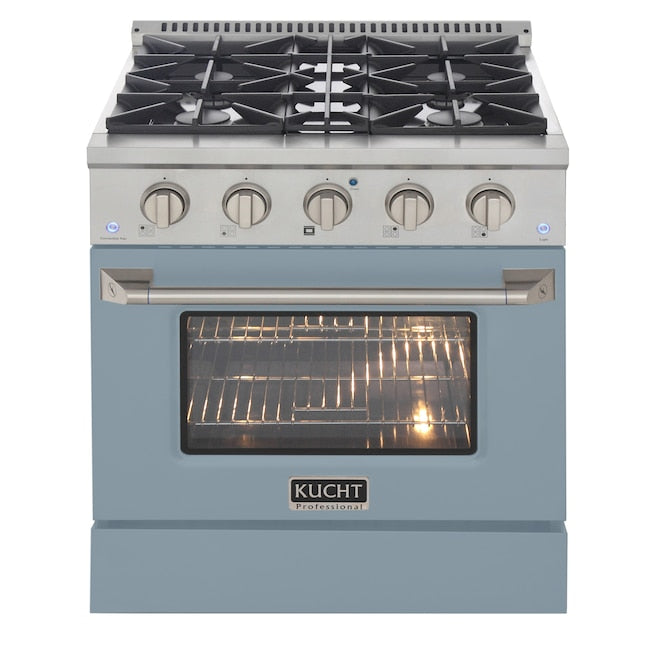 Kucht Professional 30" 4.2 cu ft. Propane Gas Range in Light Blue with Silver Accents, KNG301/LP-LB