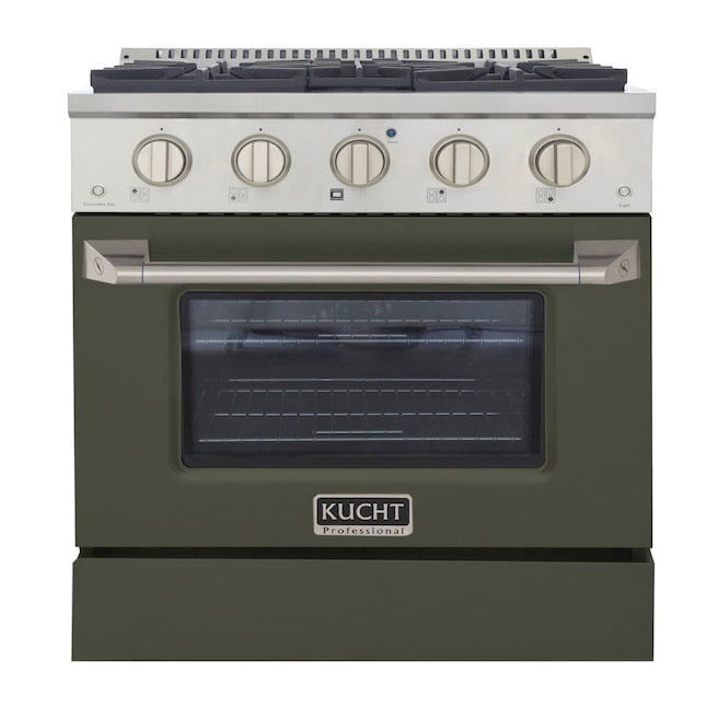 Kucht Professional 30" 4.2 cu ft. Propane Gas Range in Olive Green with Silver Accents, KNG301/LP-OG