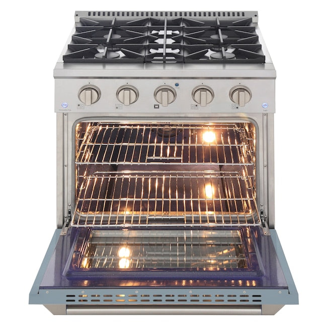 Kucht 30" Pro-Style Natural Gas Dual Fuel Range with 4 Burners in Light Blue, KDF302-LB