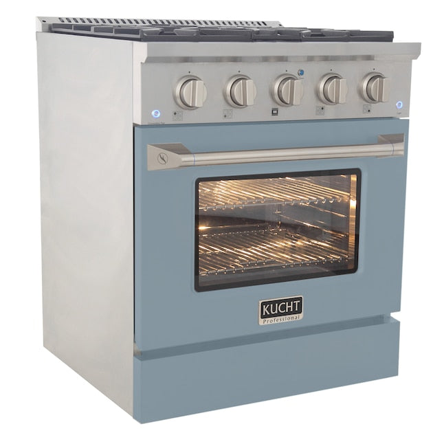 Kucht Professional 30" 4.2 cu ft. Propane Gas Range in Light Blue with Silver Accents, KNG301/LP-LB