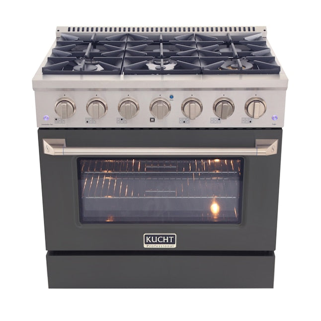 Kucht 36" Pro-Style Propane Gas Dual Fuel Range with 4 Burners in Black, KDF362/LP-K