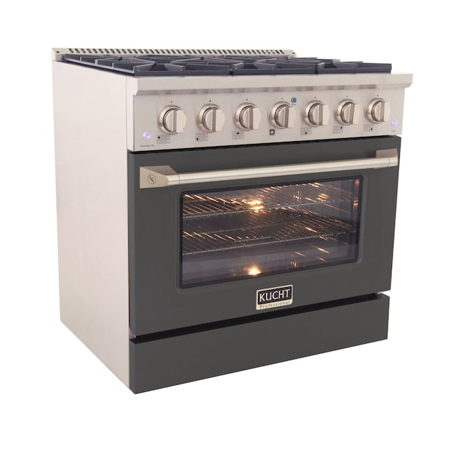 Kucht 36" Pro-Style Propane Gas Dual Fuel Range with 4 Burners in Gray, KDF362/LP-GR