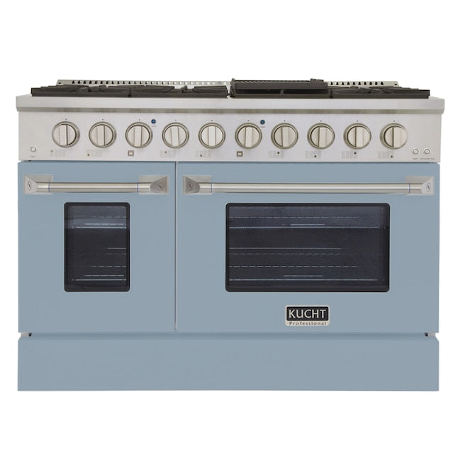 Kucht 48" Pro-Style Natural Gas Dual Fuel Range with 4 Burners in Light Blue, KDF482-LB