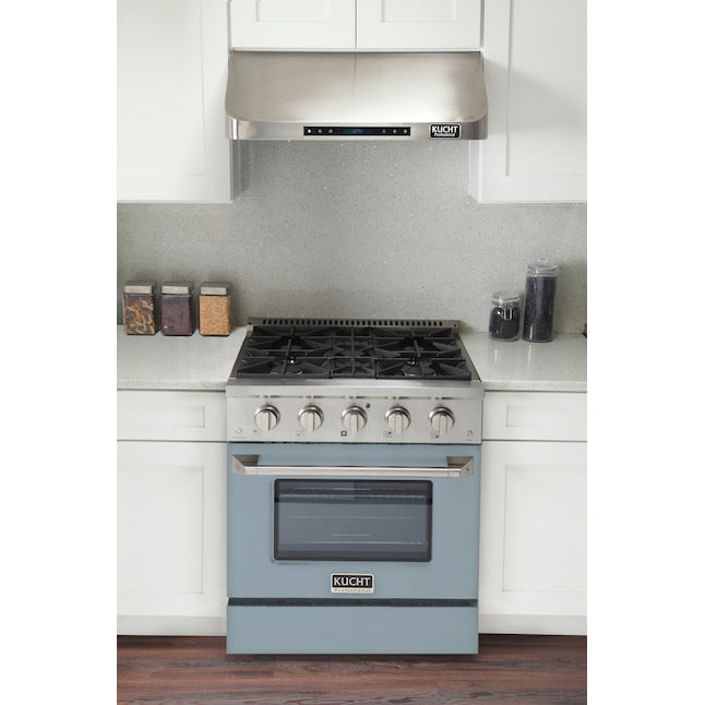 Kucht 30" Pro-Style Propane Gas Dual Fuel Range with 4 Burners in Light Blue, KDF302/LP-LB