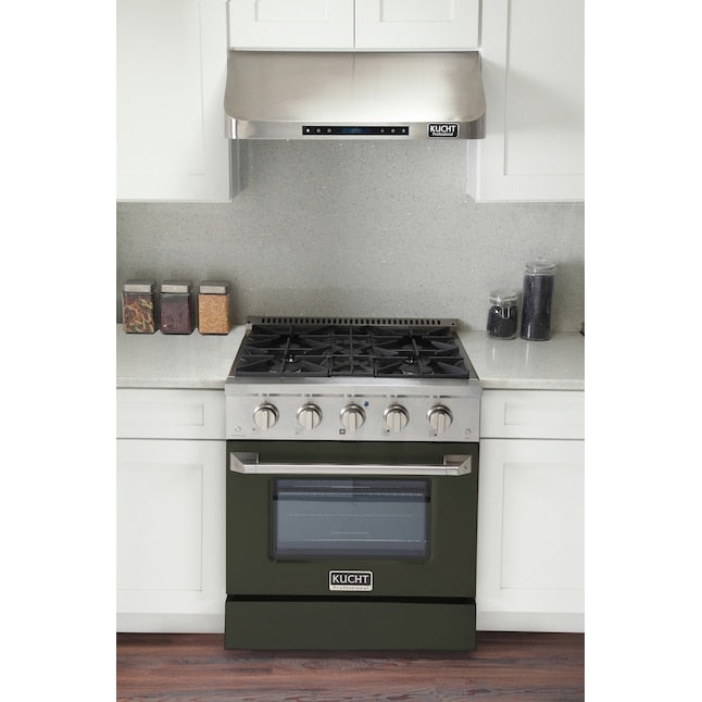 Kucht 30" Pro-Style Natural Gas Dual Fuel Range with 4 Burners in Olive Green, KDF302-OG