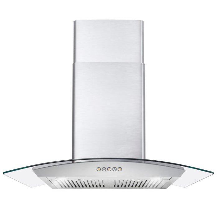 Cosmo 30" 380 CFM Convertible Wall Mount Range Hood with Glass Canopy and Push Button Controls, COS-668A750