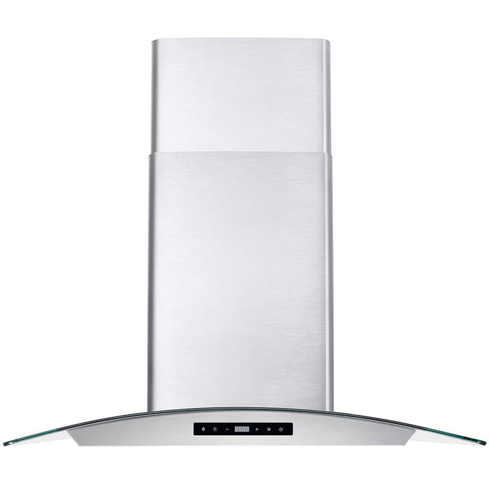 Cosmo 30" 380 CFM Convertible Wall Mount Range Hood with Glass Canopy, Digital Touch Controls and Carbon Filter Kit, COS-668AS750-DL