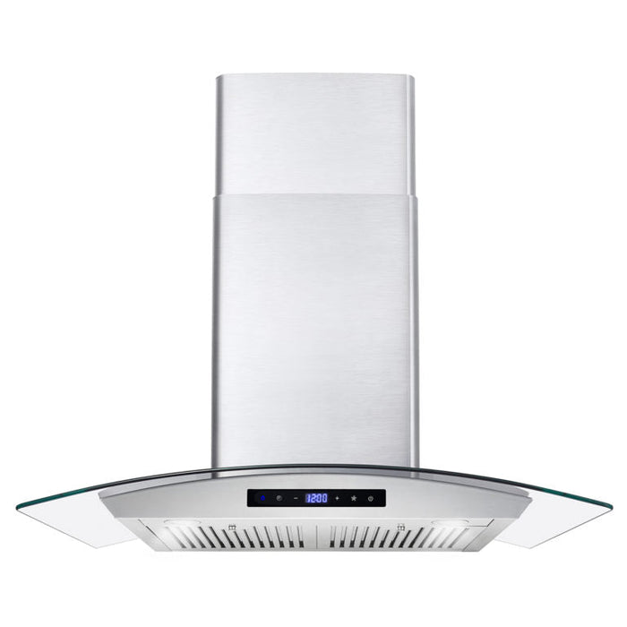 Cosmo 30" 380 CFM Convertible Wall Mount Range Hood with Glass Canopy and Digital Touch Controls, COS-668AS750