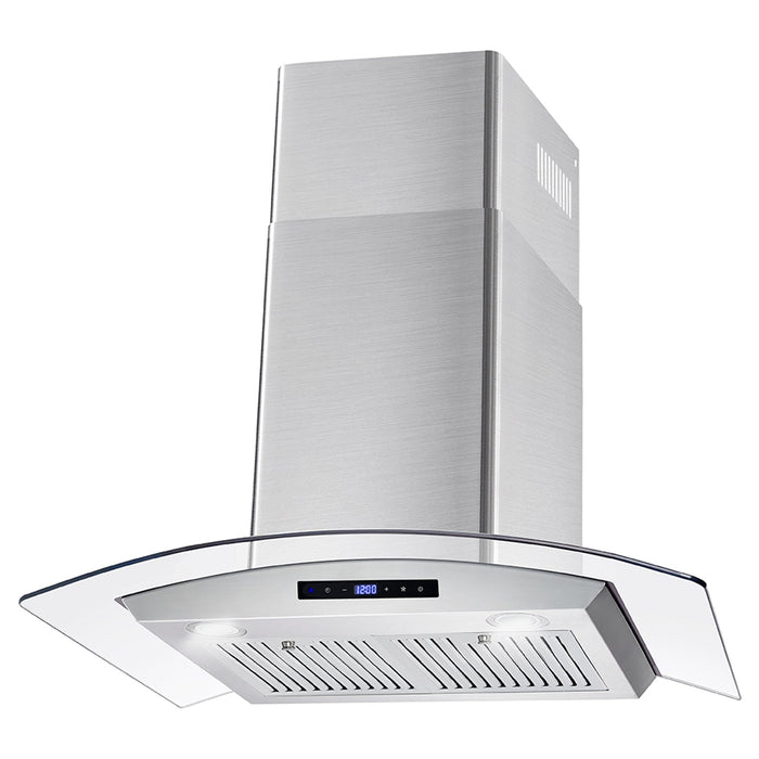 Cosmo 30" 380 CFM Convertible Wall Mount Range Hood with Glass Canopy, Digital Touch Controls and Carbon Filter Kit, COS-668WRCS75-DL