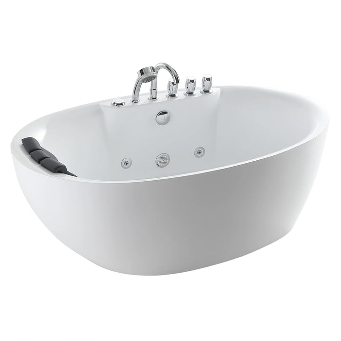 67" Acrylic Freestanding Whirlpool Bathtub with Center Drain - EMPV-67AIS13