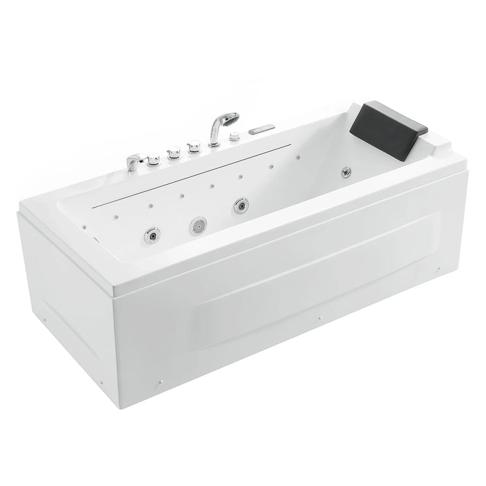 67" Alcove Combination Massage Inline Heater LED Tub with Left Drain - EMPV-67JT351LED