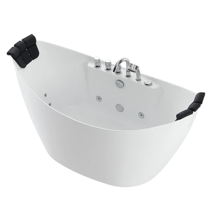 67" Freestanding Boat-shaped Whirlpool Bathtub with Center Drain - EMPV-67AIS10