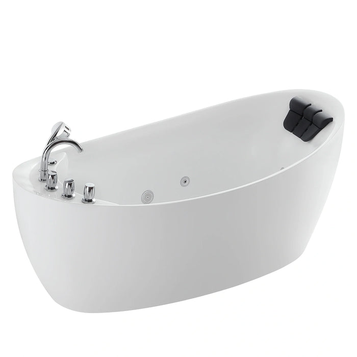 67" Freestanding Hydro Massage Whirlpool Bathtub with Reversible Drain EMPV-67AIS02