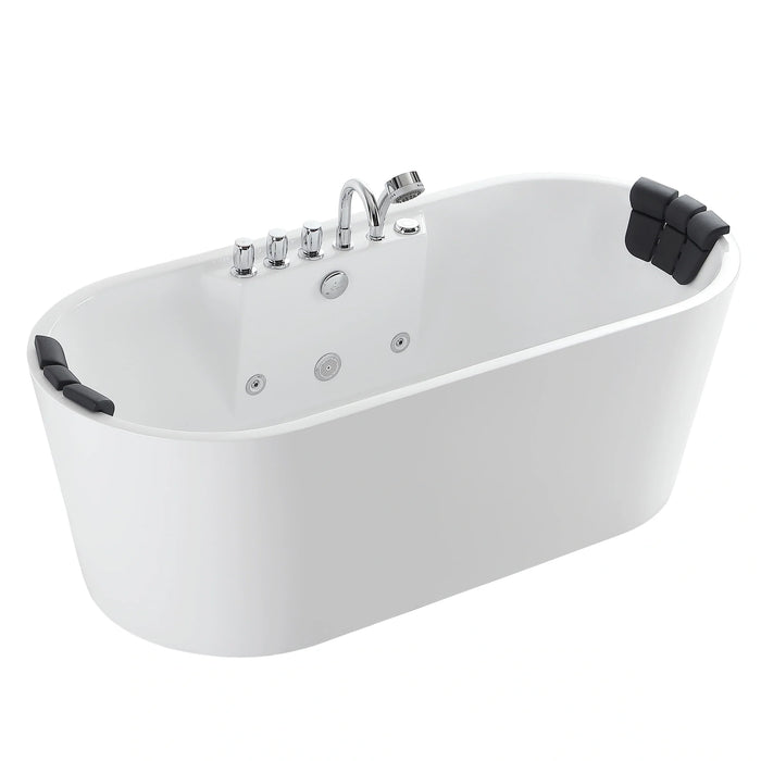 67" Freestanding Oval Whirlpool Bathtub with Center Drain EMPV-67AIS01