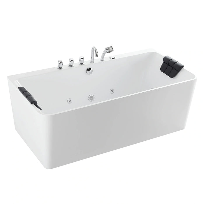 67" Freestanding Whirlpool Bathtub with Faucet and Center Drain - EMPV-67AIS03