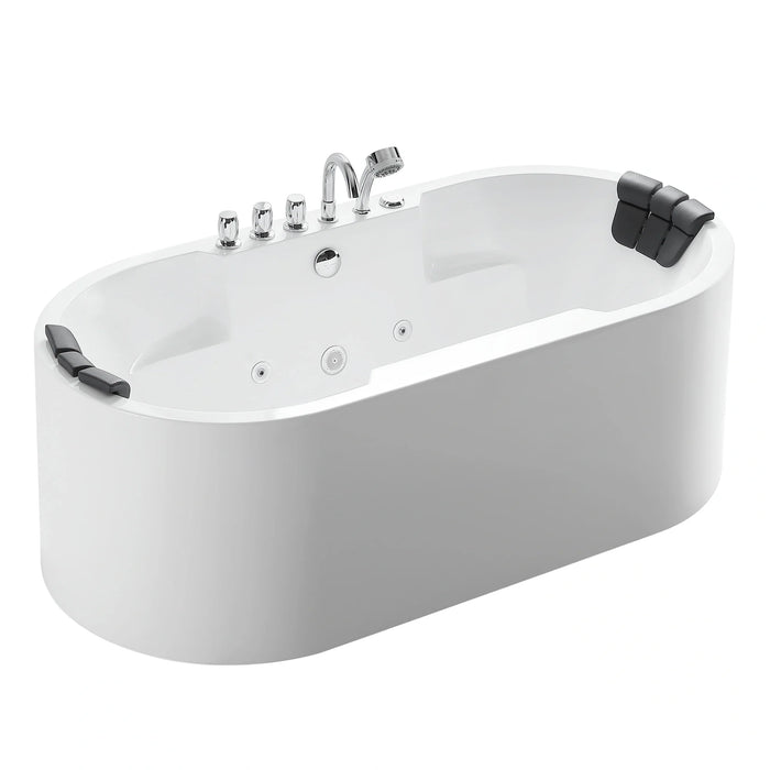 67" Oval Freestanding Whirlpool Bathtub with Center Drain - EMPV-67AIS17