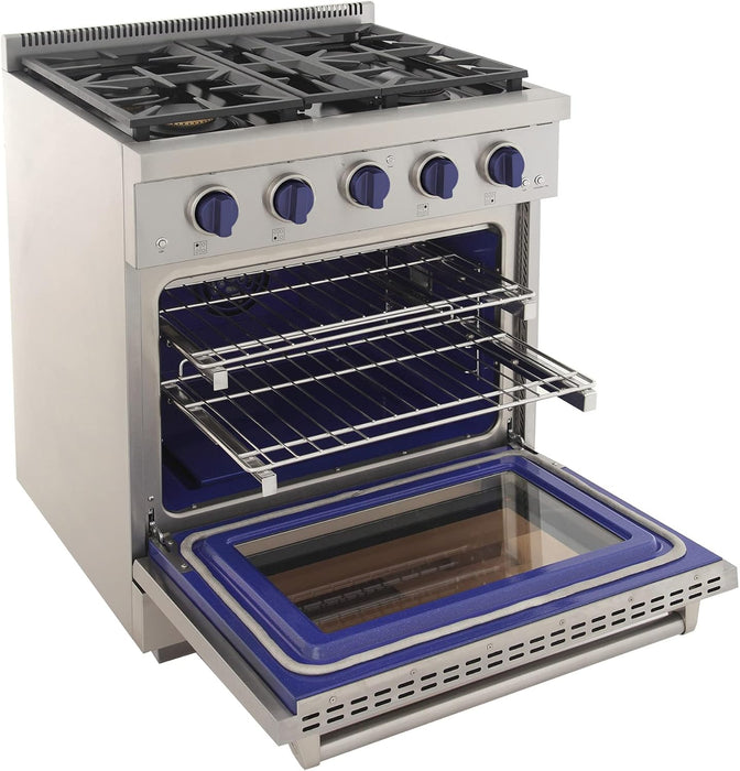 Kucht Professional 30" 4.2 cu. ft. Natural Gas Range in Stainless Steel with Blue Accents, KFX300-B