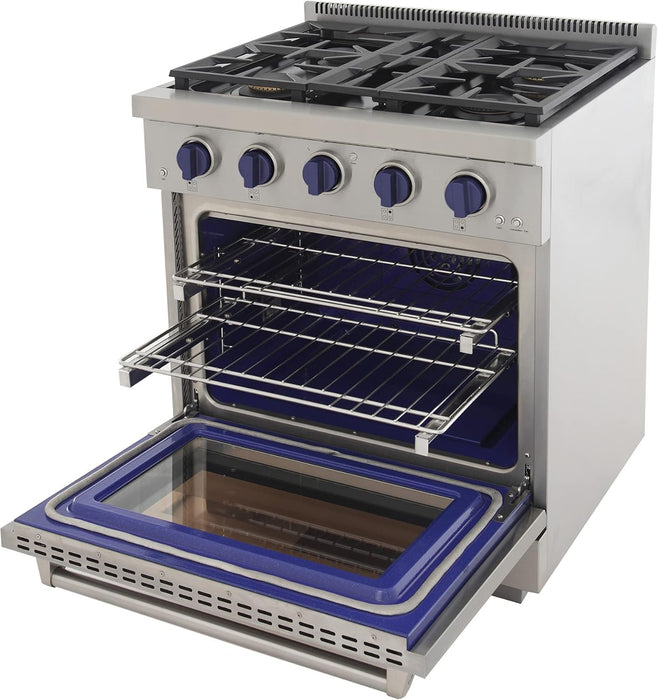 Kucht Professional 30" 4.2 cu. ft. Natural Gas Range in Stainless Steel with Blue Accents, KFX300-B