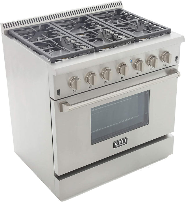 Kucht Professional 36 in. 5.2 cu ft. Natural Gas Range with Silver Knobs, KRG3618U-S