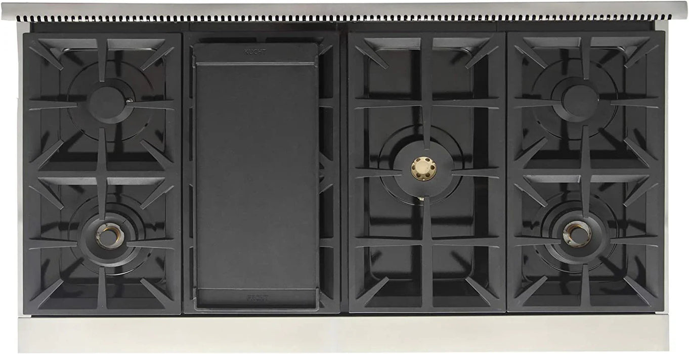 Kucht Professional 48" 6.7 cu. ft. Natural Gas Range in Stainless Steel with Black Accents, KFX480-K