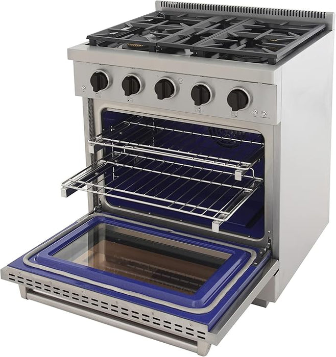 Kucht Professional 30" 4.2 cu. ft. Propane Gas Range in Stainless Steel with Black Accents, KFX300/LP-K