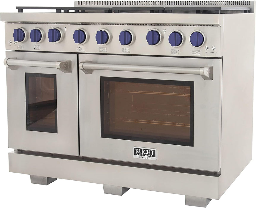 Kucht Professional 48" 6.7 cu. ft. Natural Gas Range in Stainless Steel with Blue Accents, KFX480-B