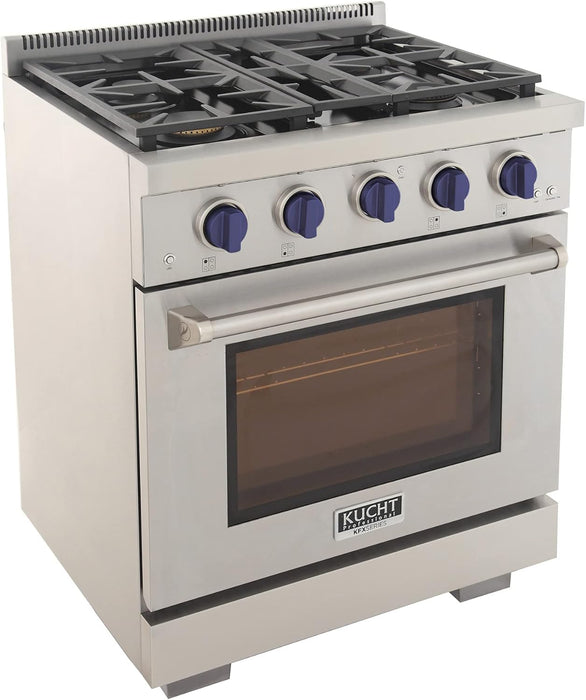 Kucht Professional 30" 4.2 cu. ft. Natural Gas Range in Stainless Steel with Blue Accents, KFX300-B