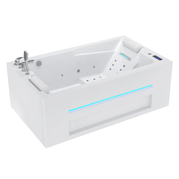 71 in. Alcove Massage Inline Heater 2-Person LED Tub With Left Drain - EMPV-71JT802