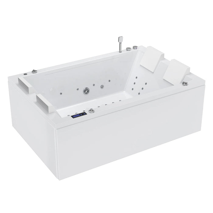 71 in. Freestanding Combination Massage 2-Person LED Tub With Center Drain - EMPV-71JT801