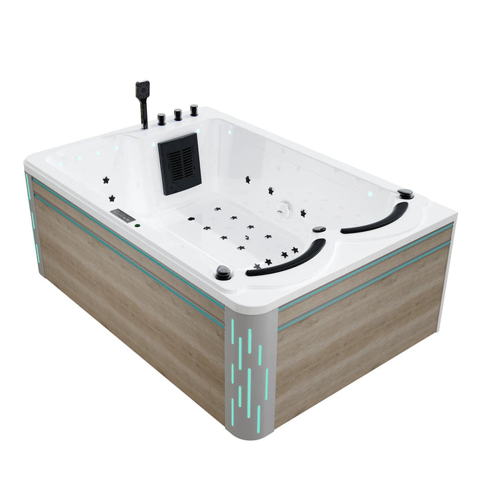 75 in. Freestanding Luxury Thermostatic 2-Person Rectangle LED Tub With Right Drain - EMPV-75JT901