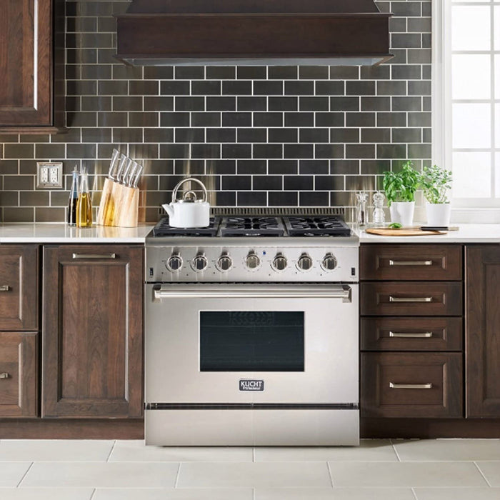 Kucht Professional 36 in. 5.2 cu ft. Natural Gas Range with Silver Knobs, KRG3618U-S